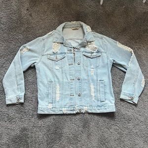 Distressed denim jacket